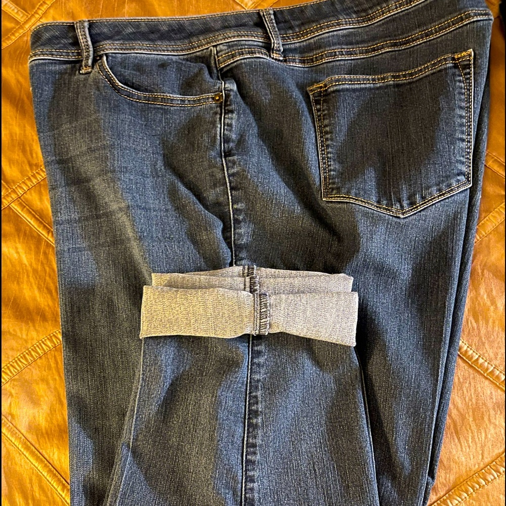 Lane Bryant Boyfriend’s jeans. Size 22 inseam 27” (rolled about 23”) Navy
